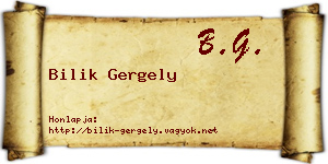Bilik Gergely névjegykártya
